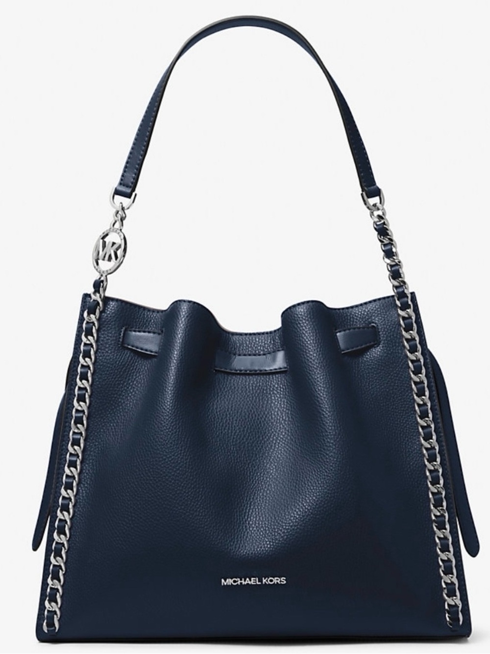 **NEW!***Michael Kors Dark Navy Blue Mina Large Chain Leather Shoulder Bag